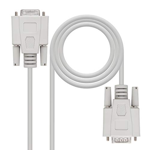 Nanocable 10.14.0203 - Cavo Seriale Rs232 Per Stampante E Comunicazioni, Db9/M-Db9/H, Maschio-Femmina, Beige, 3.0 Mts