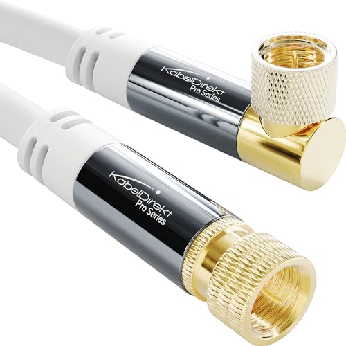 Kabeldirekt – Cavo Satellitare, Sat & Tv, 90° Angolato/Dritto – 20 M – Cavo Tv Con Connettore F, Schermato, Connettori Metallici Resistenti (Cavo Para
