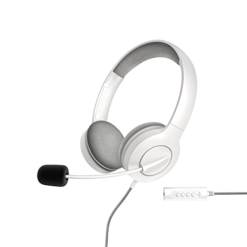 Energy Sistem Headset Office 3 (Auricolari Con Connessione Usb E 3,5 Mm, Controllo Del Volume E Funzione Mute, Microfono Retrattile)- Bianco