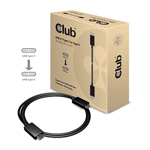 Club3D Usb3.1 Type-C Cable M/M 0.8Meter Active Power Delivery - Usb Cables (3.1 (3.1 Gen 2), Usb C, Usb C, Male/Male, Straight, Straight)