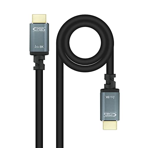 Nanocable 10.15.8005 - Cavo Hdmi V2.1 Iris 8K, Tipo A/Maschio - Tipo A/Maschio, Nero, 5 M