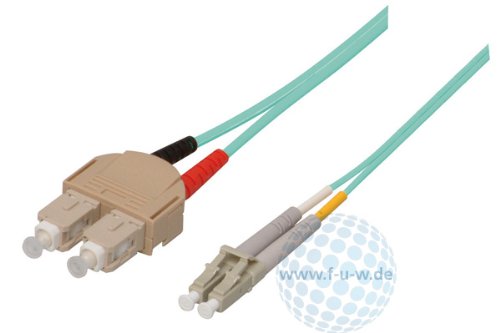 Tecline Lwl Patchkabel, 50/125 Μm, Om3-Faser, Sc Duplex Stecker/Lc Duplex Stecker, Türkis, 1,0 M