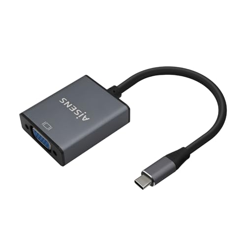 Aisens - A109-0691 - Convertitore In Alluminio Usb-C A Vga, Usb-C/M-Hdb15/H, Grigio, 15 Cm