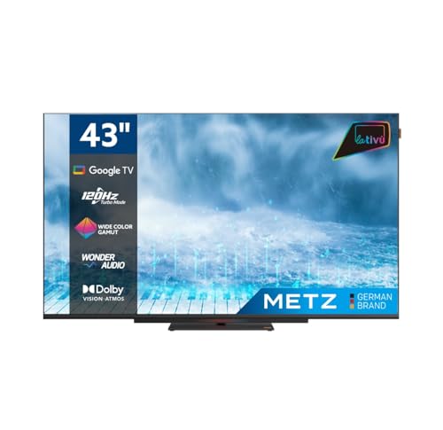 Metz Smart Tv, Mud8500Z, 43" (108 Cm), Direct Led, Uhd, 4K Hdr, Google Tv, Hdmi E Usb, Sottile, Moderno, Nero