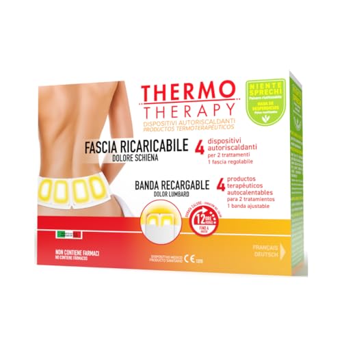 Fascia Riscaldante Per Dolori Lombari Con Ricarica – Regolabile E Riutilizzabile - Calore Fino A 8 Ore - Formato: 1 Fascia Con 4 Ricariche Thermo Ther