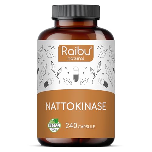 Raibu 240 Capsule Nattokinase Integratore Alto Dosaggio 100 Mg (Nattokinase 20.000Fu/G) - 8 Mesi Di Fornitura - Testato In Laboratorio E Vegano - Natt