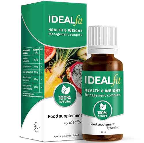 Idealfit Di Idealica 100% Naturale Gocce Per Perdere Peso | Controllo Del Peso E La Soppressione Dell'Appetito | L-Carnitine | Bacche Di Goji | 20Ml