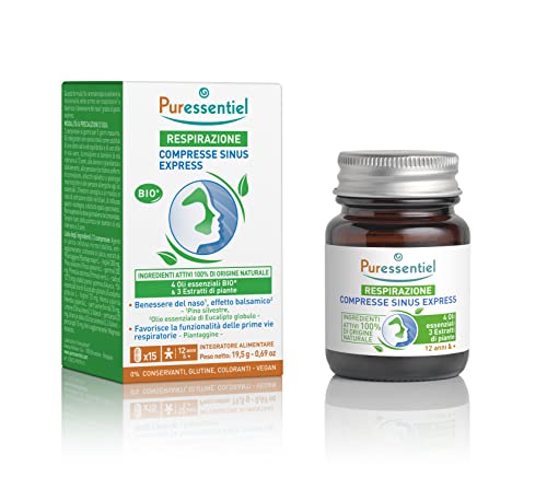 Puressentiel Respirazione - Compresse Sinus Express - Integratore Alimentare Per Il Benessere Dei Seni Paranasali - 15 Compresse