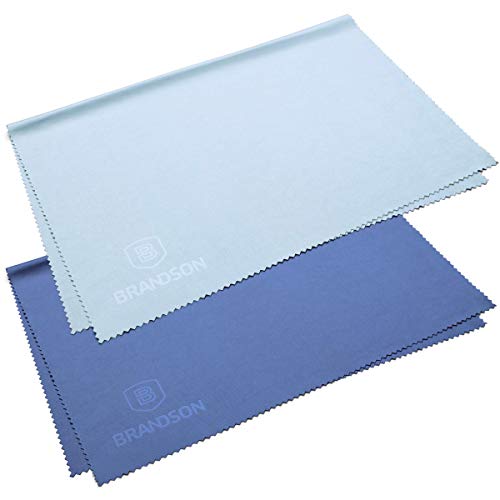 Brandson Panni Per La Pulizia Degli Occhiali Xxl (30 X 40 Cm, Blu E Azzurro, 2 Pezzi), Panno In Microfibra Per Occhiali In Microfibra, Panni Per La Pu