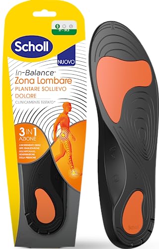 Scholl In-Balance Zona Lombare Plantare Sollievo Dolore, Lombalgia, Con Gel Ammortizzante A Doppio Strato Con Supporto Flessibile, Taglia S (37-39.5),