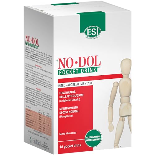 Esi - No-Dol, Integratore Alimentare A Base Di Glucosamina, Con Artiglio Del Diavolo E Aloe Vera, Per La Funzionalità Articolare, Gusto Mela Rossa, Se