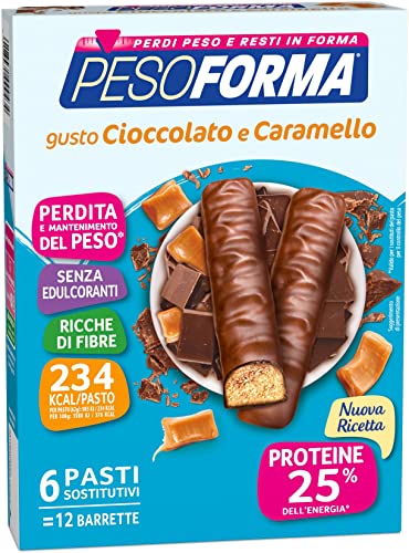 Pesoforma Barrette Cioccolato E Caramello, Pasto Sostitutivo Proteico, Barrette Per Il Controllo Del Peso, Barrette Proteiche Per Restare In Forma, So