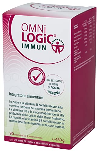 Omni Logic Immun | Con Estratto Di Fibre Di Acacia | Con Vitamina B2, Vitamin D, Zinco | Vegano | Senza Ogm | 450 G