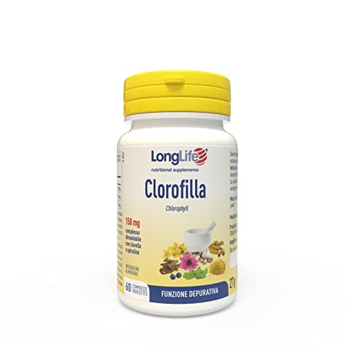 Longlife® Clorofilla | Integratore Di Clorofilla, Con Clorella E Spirulina | 60 Compresse | Vegano - 48 G
