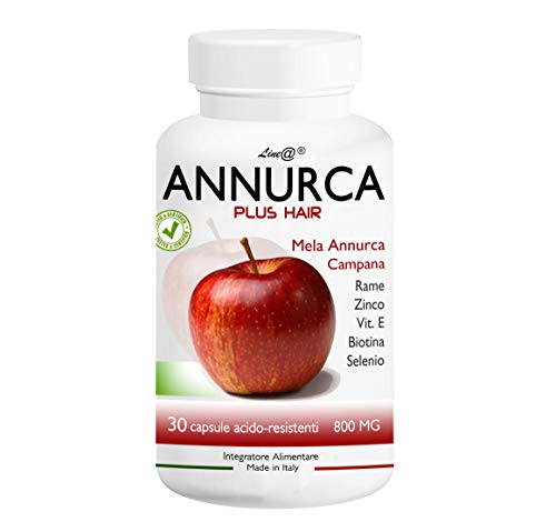 Annurca Plus Hair Line@ | Incrementa E Rinforza I Tuoi Capelli | 30 Capsule | 800 Mg Estratto Secco Di Mela Annurca | Zinco | Rame | Biotina | Selenio