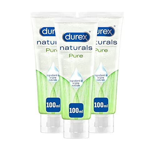 Durex Naturals Pure Gel Lubrificante Intimo 100Ml X3, Ingredienti Di Origine Naturale, 300 Ml Formato Convenienza
