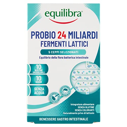 Equilibra Integratori Alimentari, Probio 24 Miliardi, Integratore Di Fermenti Lattici Per L'Equilibrio Della Flora Intestinale, Senza Acqua, Senza Glu