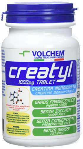 Volchem Creatyl Tablet, Integratore Alimentare Con Creatina Monoidrato Di Grado Farmaceutico, 100% Purezza, Senza Grassi, Conservanti E Zuccheri, Bara