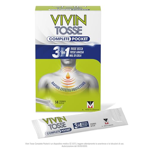 Vivin Tosse Complete Pocket 14 Bustine. Sciroppo Per Mal Di Gola, Tosse Secca E Grassa A Base Di Estratti Vegetali. Protegge E Promuove L'Idratazione