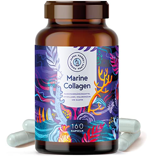 Collagene Marino Con Acido Ialuronico E Elastina - 160 Capsule - Integratori Collagene E Acido Ialuronico Compresse Per Pelle, Capelli E Unghie - Coll