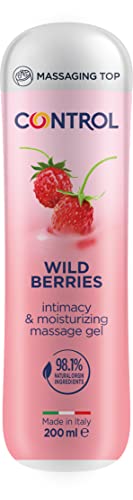 Control Wild Berries Gel Massaggio 3 In 1 All'Aroma Di Fragoline Di Bosco Con 98,1% Di Ingredienti Naturali - 100% Made In Italy - 200 Ml