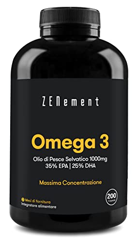 Omega 3, Olio Di Pesce Omega3 2000Mg Ad Alto Dosaggio Con 700 Mg Epa E 500 Mg Dha Per Porzione, 200 Olio Di Pesce Omega 3 Capsule Softgel - Fish Oil O