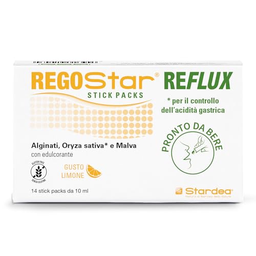 Regostar® Reflux | Reflusso | Acidità Gastrica | Digestione | Alginati | Oryza Sativa | Malva | Pronto Da Bere | Senza Glutine | Gusto Limone | 14 Sti