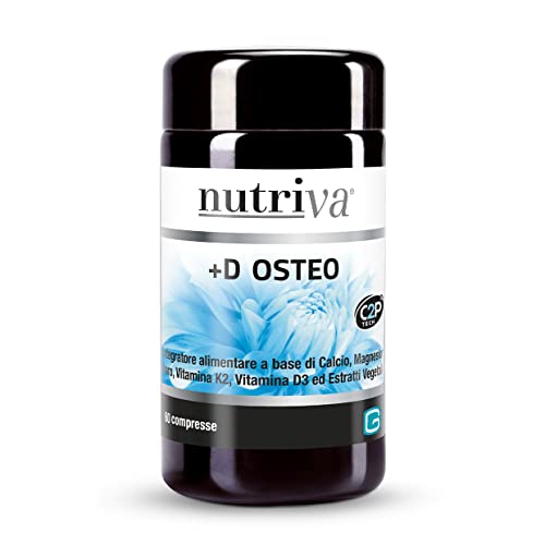 Nutriva +D Osteo, Integratore Alimentare Calcio, Magnesio, Boro, Vitamina K2, Vitamina D3, Integratore Ossa Sane E Forti, Utile Per Gravidanza E Allat