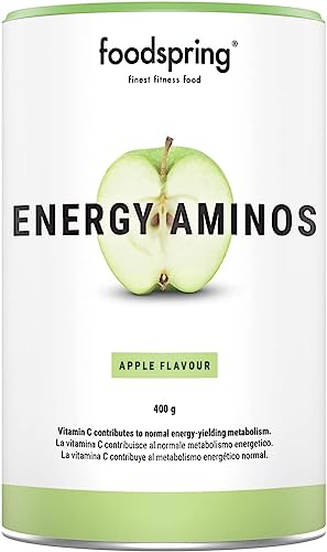 Foodspring Energy Aminos Mela Verde - Bevanda Energetica Pre-Workout, Bcaa Vegetali, Caffeina Altamente Concentrata, Vitamine C, B3, B12-400G