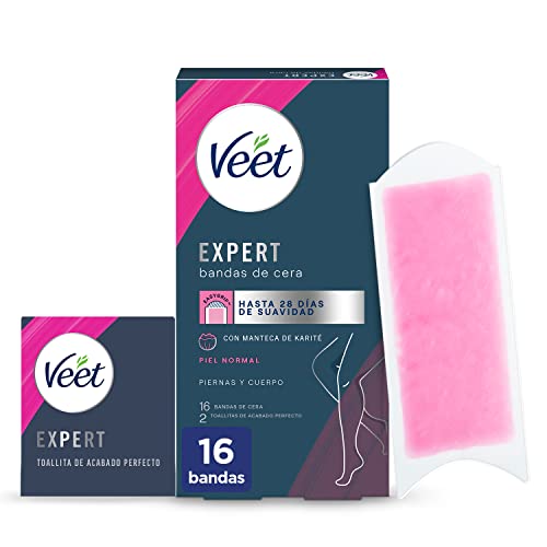 Veet Expert Fasce Di Cera Fredda Depilatoria Per Depilazione Di Gambe E Corpo, Con Burro Di Karitè, 16 Strisce