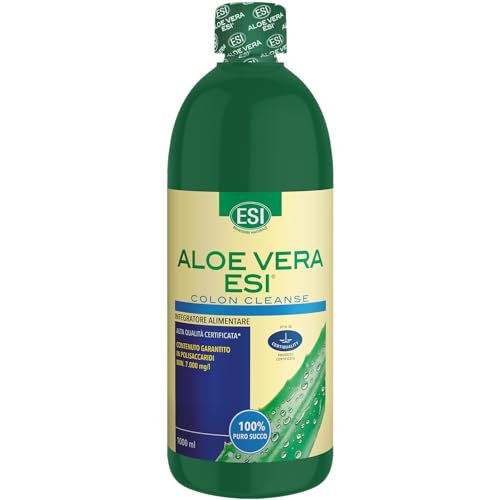 Esi - Aloe Vera Succo Colon Cleanse, Integratore Alimentare Con Fos Per La Flora Intestinale E Liquirizia, Senza Glutine E Vegan, Bottiglia 1000 Ml