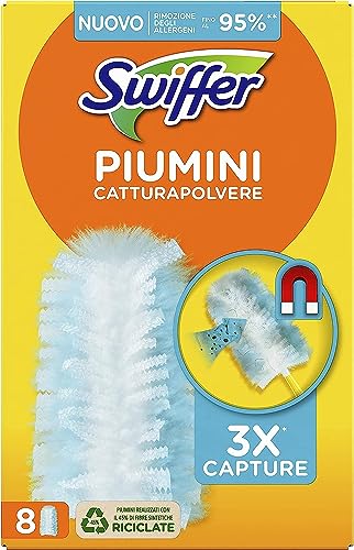 Swiffer Piumini Catturapolvere, 8 Piumini Duster, Cattura E Intrappola Polvere E Sporco, Raggiunge I Punti Più Difficili Della Casa, Ottimo Per I Peli