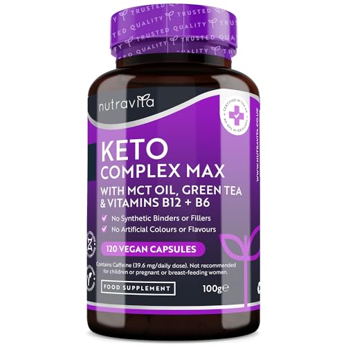 Nutravita Keto Complex - 120 Capsule Vegetariane Con Olio Mct, Tè Verde, Vitamine E Minerali - Ideale Per Diete A Basso Contenuto Di Carboidrati E Che