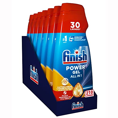 Finish Powergel Detersivo Lavastoviglie Anti Odore, Gel Lavastoviglie, 7 X 210 Lavaggi, 4200Ml