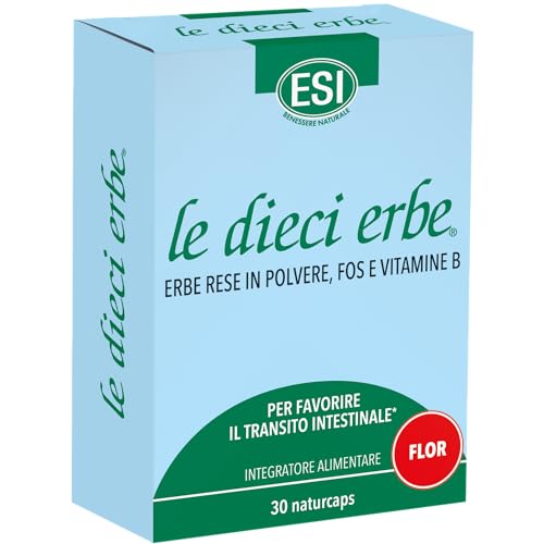 Esi - Le Dieci Erbe Flor, Integratore Alimentare Vegetale Con Fos, Per La Regolarità Del Transito Intestinale, Senza Glutine E Vegan, 30 Naturcaps