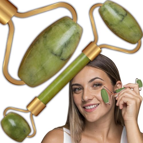 Retoo Jade Roller, Massaggiatore Viso Per La Cura Della Pelle, Anti-Invecchiamento, Trattamento Per Gli Occhi, Rassodamento Della Pelle, Rullo Massagg