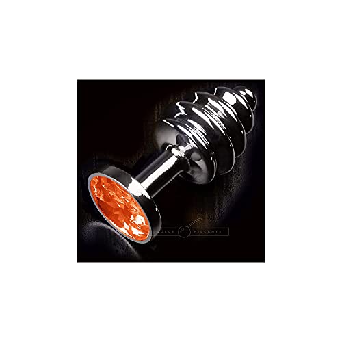 Sex Toy - Anal Toy - Buttplug: Jewellery Ribbed Silver Orange