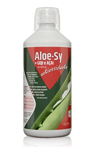 Syrio Integratori Alimentari, Aloe Sy + Goji E Açai, Antiossidante, Depurativo, Da Bere Puro O Diluito, Aloin Free, Detox, Pura Polpa, Senza Aggiunta