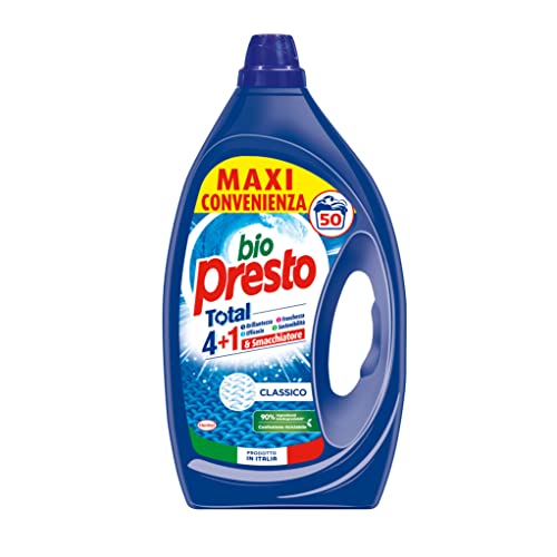 Bio Presto Liquido Classico Detersivo Lavatrice Liquido, Nuova Formula Con Smacchiatore, Confezione Da 50 Lavaggi