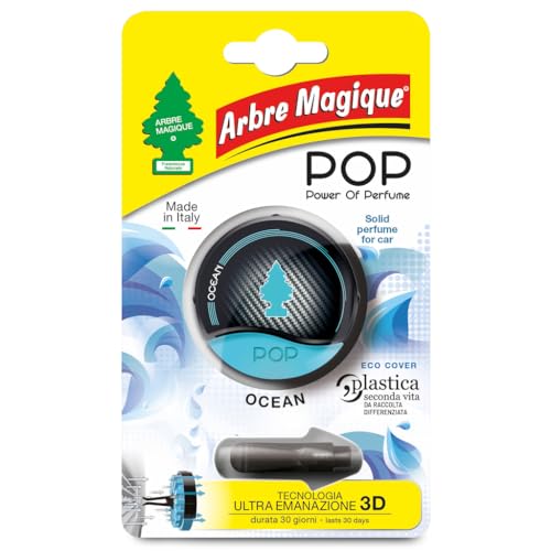 Arbre Magique Pop, Profumatore Auto Solido, Fragranza Ocean, Profumazione Delicata E Fresca, Durata Fino A 30 Giorni, Design Italiano, Confezione Da 1
