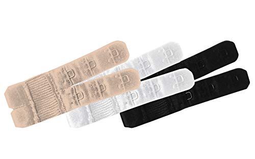 Bye Bra Prolunghe Per Reggiseno Con 2 Ganci, Estende Il Reggiseno Fino A 8 Cm, Bordi Morbidi, 3 Colori/Confezione, Beige, Nero, Bianco