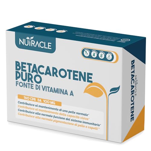 Nutracle Betacarotene 160 Compresse | Integratore Di Beta-Carotene E Rame Per Abbronzatura Forte | Sostegno Per La Vista Alta Concentrazione Di Pro Vi