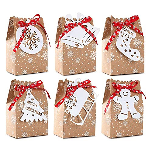 Huusuei Confezione Da 24 Sacchetti Regalo Di Natale, Caramelle, Regalo Con Tag Per Festività, Natale, Celebrazioni