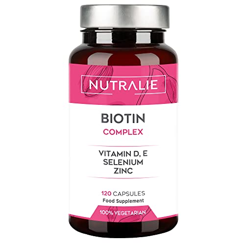 Biotina - Crescita Capelli, Unghie E Pelle - Integratore Capelli Ad Alto Dosaggio Con Zinco Selenio E Vitamine D E E | 120 Capsule Vagane Nutralie