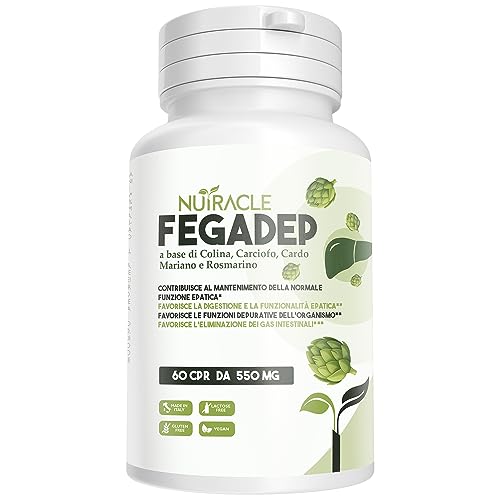 Nutracle, Fegadep Integratore Fegato Detox Con Cardo Mariano, Carciofo, Colina E Rosmarino - Drenante Depurativo Per Favorire Digestione (60 Unità (Co