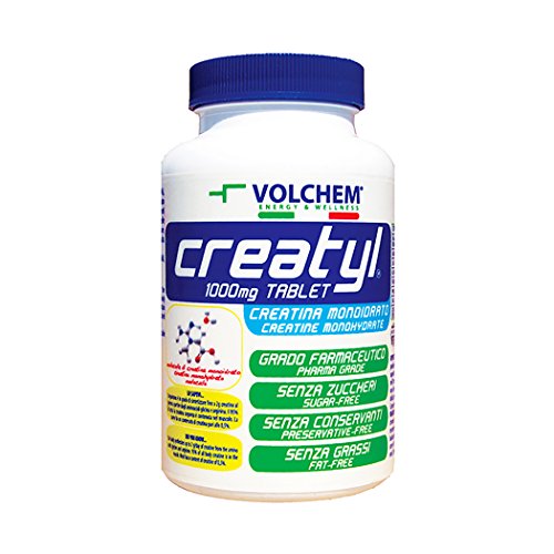 Volchem Creatyl Tablet, Integratore Alimentare Con Creatina Monoidrato Di Grado Farmaceutico, 100% Purezza, Senza Grassi, Conservanti E Zuccheri, Bara
