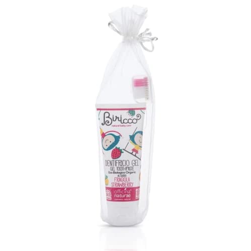 Officina Naturae Kit Oral Baby Biricco Alla Fragola Dentifricio In Gel 75 Ml + Spazzolino Bio Sostenibile Vegano Nickel Tested
