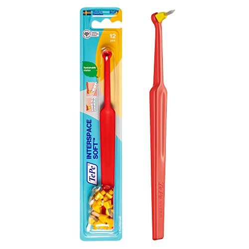 Tepe Interspace - Spazzolino Da Denti Speciale Angolato, Setole Morbide, Ciuffo Appuntito, Per Aree Difficili E Apparecchi Ortodontici, 4 Testine Di R