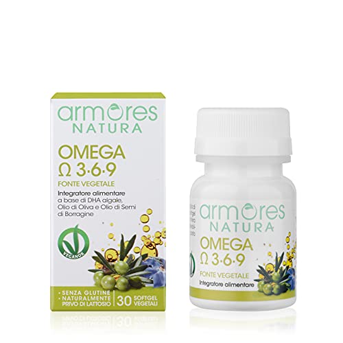 Armores Natura Integratori Alimentari, Omega 3-6-9, Integratore Per Il Benessere Cardiovascolare, A Base Di Dha Algale, Olio Di Oliva E Olio Di Semi D