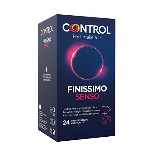 Control Preservativi Finissimo Senso. Scatola Da 24 Preservativi Più Sottile, Maggiore Sensibilità, Lubrificati, Sesso Sicuro. Goditi I Conservativi C